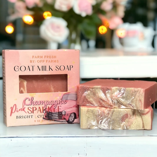 Pink Champagne Sparkle, 6 oz Goat Milk Soap