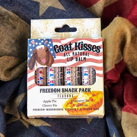 Goat Kisses (TM) Smack Pack, 4 Lip Balms, FREEDOM