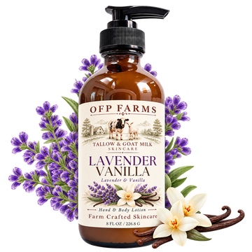 Lavender & Vanilla Goat Milk and Tallow Body Lotion | OFP Farms