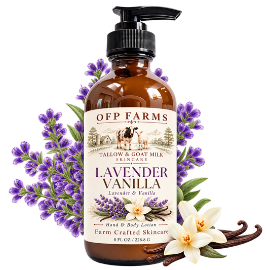 Lavender & Vanilla Goat Milk and Tallow Body Lotion | OFP Farms