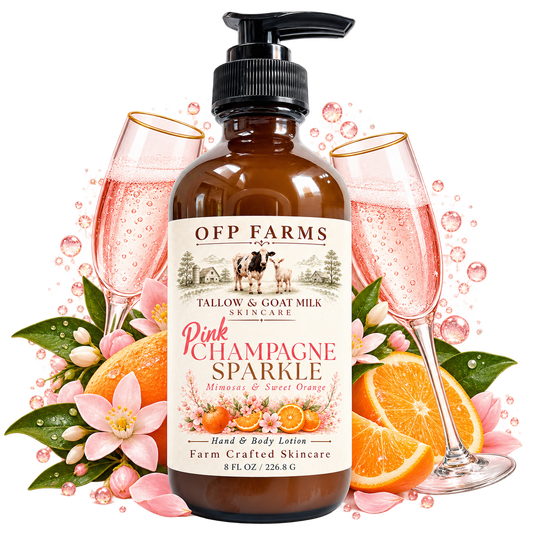 Pink Champagne Sparkle Goat Milk & Tallow Body Lotion | 8 oz