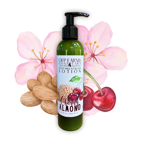 Cherry Almond, Goat Milk & Tallow, Hand and Body Lotion