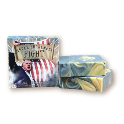 NEVER SURRENDER: FIGHT - Trump, 6 oz Tallow and Goat Milk Soap