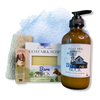 Small Farm Big Love, Mini Farm Bundle: SPRING One Goat Milk and Tallow Soap, 1 Full Size Lotion, 1 Lip Balm, 1 Soap Sack