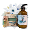 Small Farm Big Love, Mini Farm Bundle: SPRING One Goat Milk and Tallow Soap, 1 Full Size Lotion, 1 Lip Balm, 1 Soap Sack