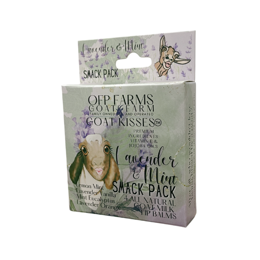 Goat Kisses(TM), Goat Milk Lip Balm, 4 Smack Pack, LAVENDER AND MINT