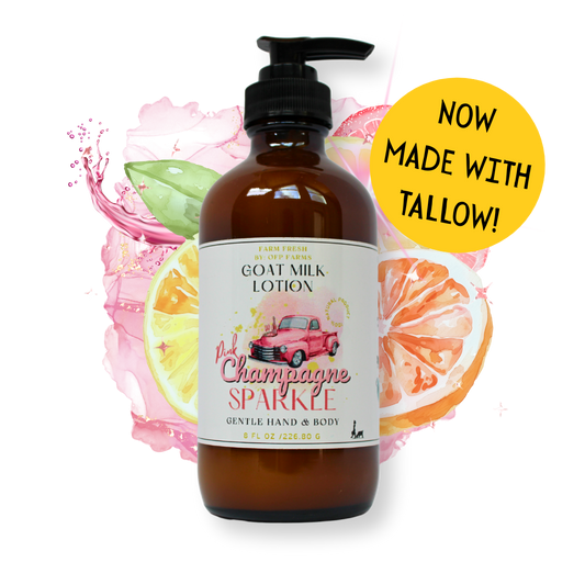 Pink Champagne Sparkle, Goat Milk & Tallow Hand and Body Lotion