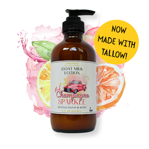 Pink Champagne Sparkle, Goat Milk & Tallow Hand and Body Lotion