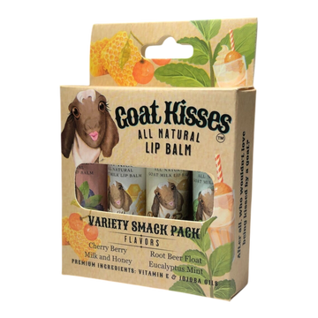 Goat Kisses(TM), Goat Milk Lip Balm, 4 Smack Pack, Variety Pack