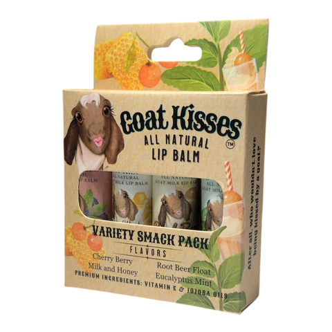 Goat Kisses(TM), Goat Milk Lip Balm, 4 Smack Pack, Variety Pack