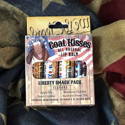 Goat Kisses (TM) Smack Pack, 4 Lip Balms, LIBERTY