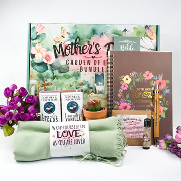 Mother's Day Garden Farm Box, Mini (BIG LOVE) Gift Set - 2 Soaps, 1 Lip Balm, 1 Garden Candle, 1 Journal, 1 Pen, 1 Lightweight Shawl
