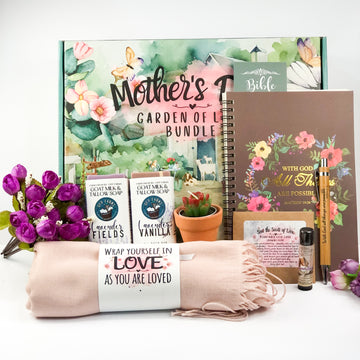 Mother's Day Garden Farm Box, Mini (BIG LOVE) Gift Set - 2 Soaps, 1 Lip Balm, 1 Garden Candle, 1 Journal, 1 Pen, 1 Lightweight Shawl