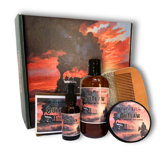 #1 Selling - Men's Beard and Bath Boxed Gift Set | 1 Beard and Body Wash, 1 Full Size Soap Bar, 1 Beard Oil, 1 Beard Balm, 1 Beard Comb, 1 Soap Sack