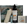 Small Farm Big Love, Mini Farm Bundle: One Goat Milk and Tallow Soap, 1 Full Size Lotion, 1 Lip Balm, 1 Soap Sack