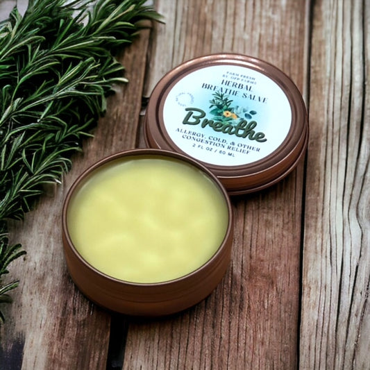 Salve, Breathe Herbal Salve, 2 oz, Snoring, Coughing, Allergy, Breathing, Relief