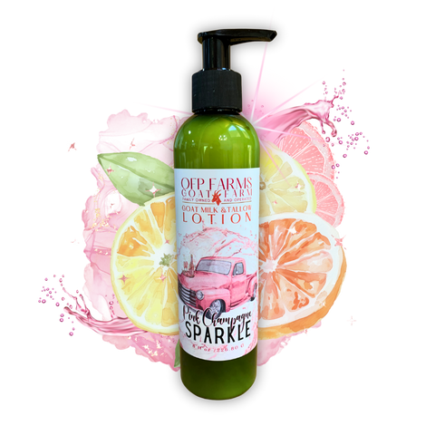 Pink Champagne Sparkle, Goat Milk & Tallow Hand and Body Lotion