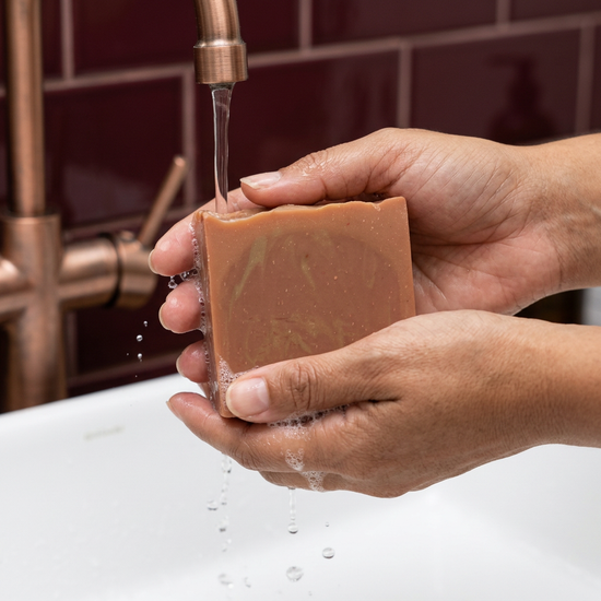 Cherry Almond soap in use with women's hands