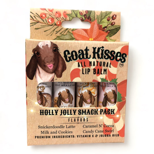 Goat Kisses, Smack Pack, 4 Lip Balms,  HOLLY JOLLY PACK