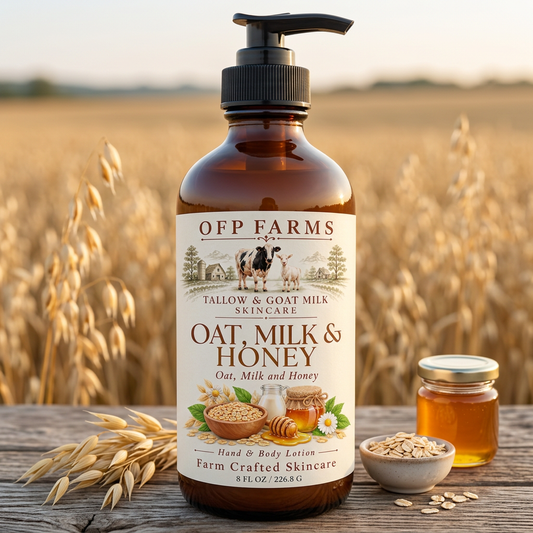 Oat Milk and Honey lotion outdoor farm-table draft