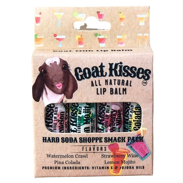 Goat Kisses (TM) Smack Pack, 4 Lip Balms, Hard Soda Shoppe